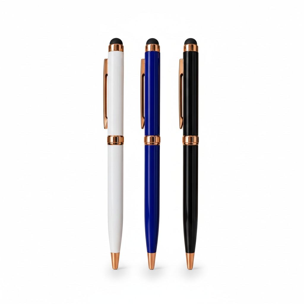 Rose Gold Detaylı Touchpen Metal Tükenmez Kalem