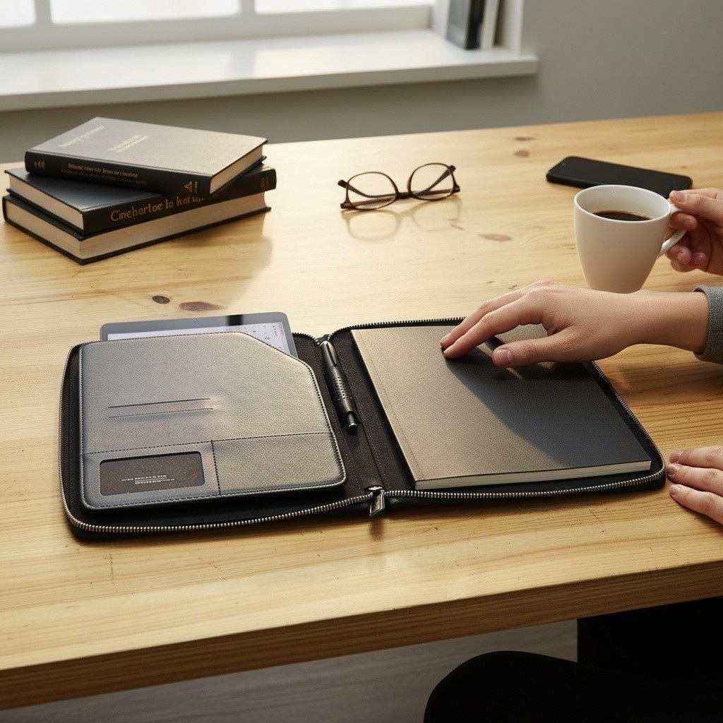 Fermuarlı Çok Amaçlı Toplantı Organizeri - Tablet ve Evrak Çantası