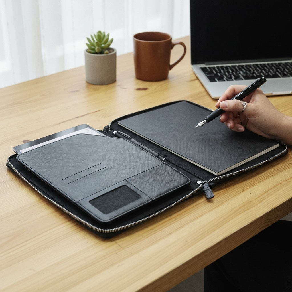 Fermuarlı Çok Amaçlı Toplantı Organizeri - Tablet ve Evrak Çantası