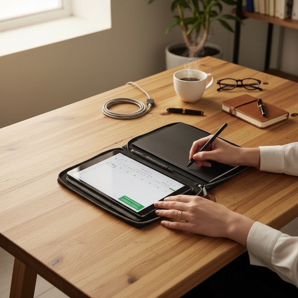 Fermuarlı Çok Amaçlı Toplantı Organizeri - Tablet ve Evrak Çantası