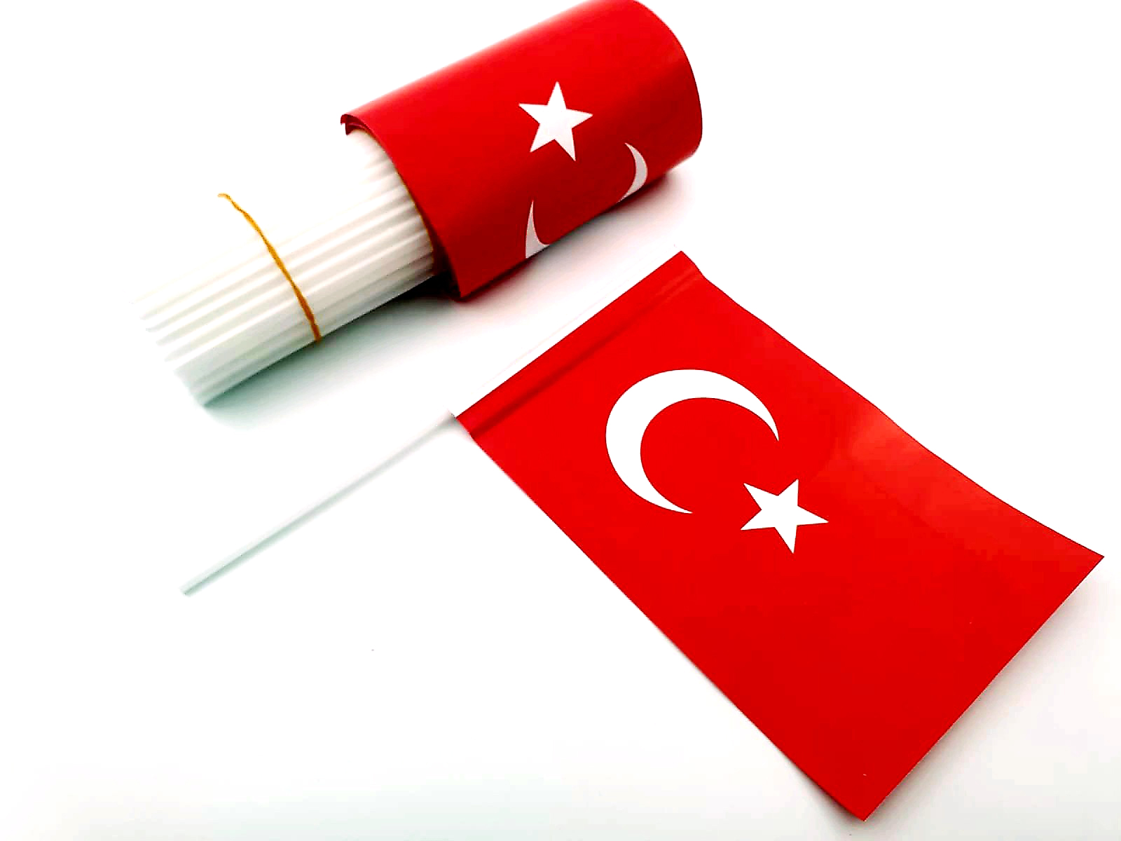 Kağıt Bayrak Çubuklu 80 Adet  Türk Bayrağı ( 12 x 18 cm ) 