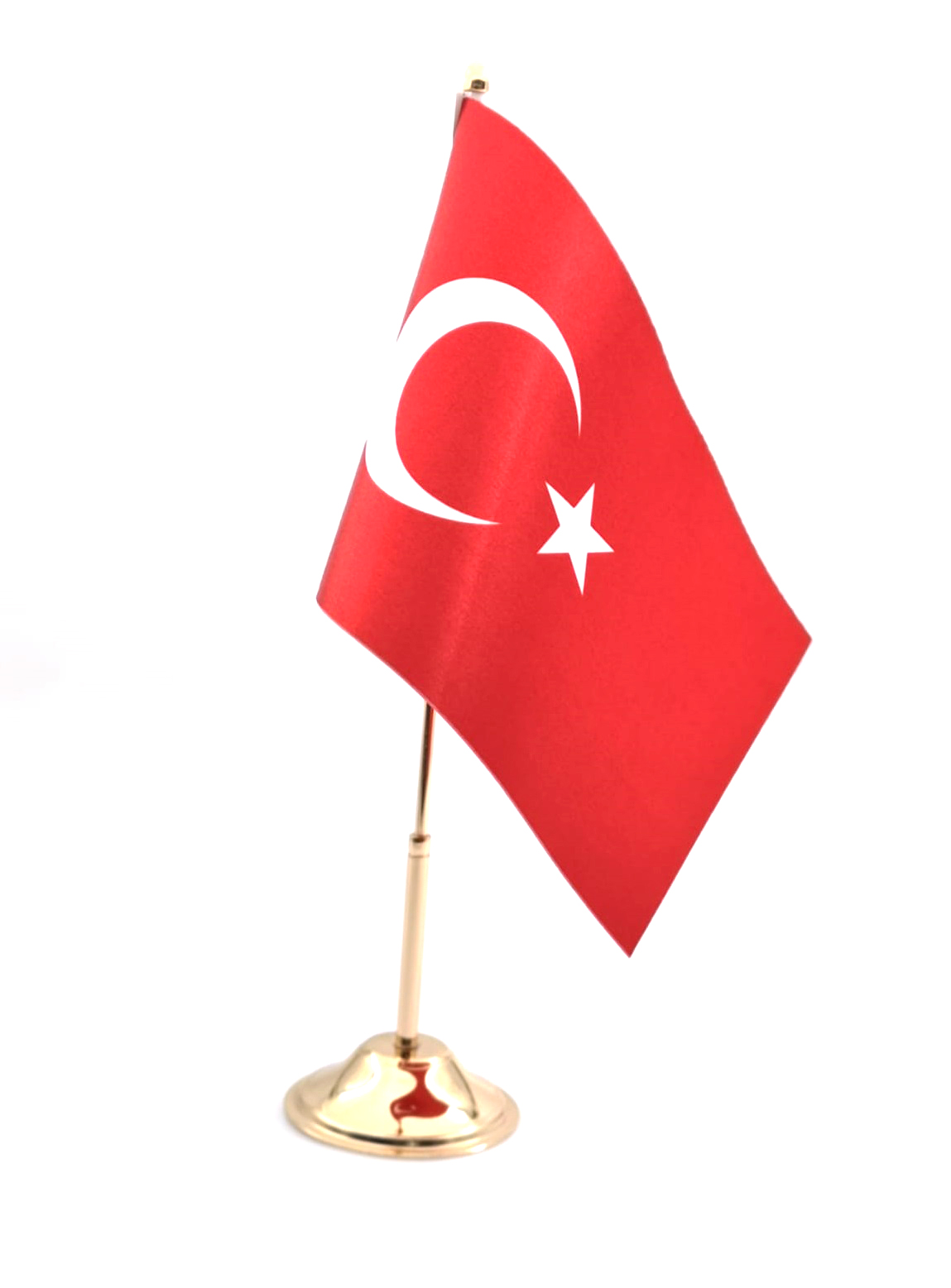 Masa Bayrağı Direkli Türk Bayrağı  ( Altın Rengi Kaplama )
