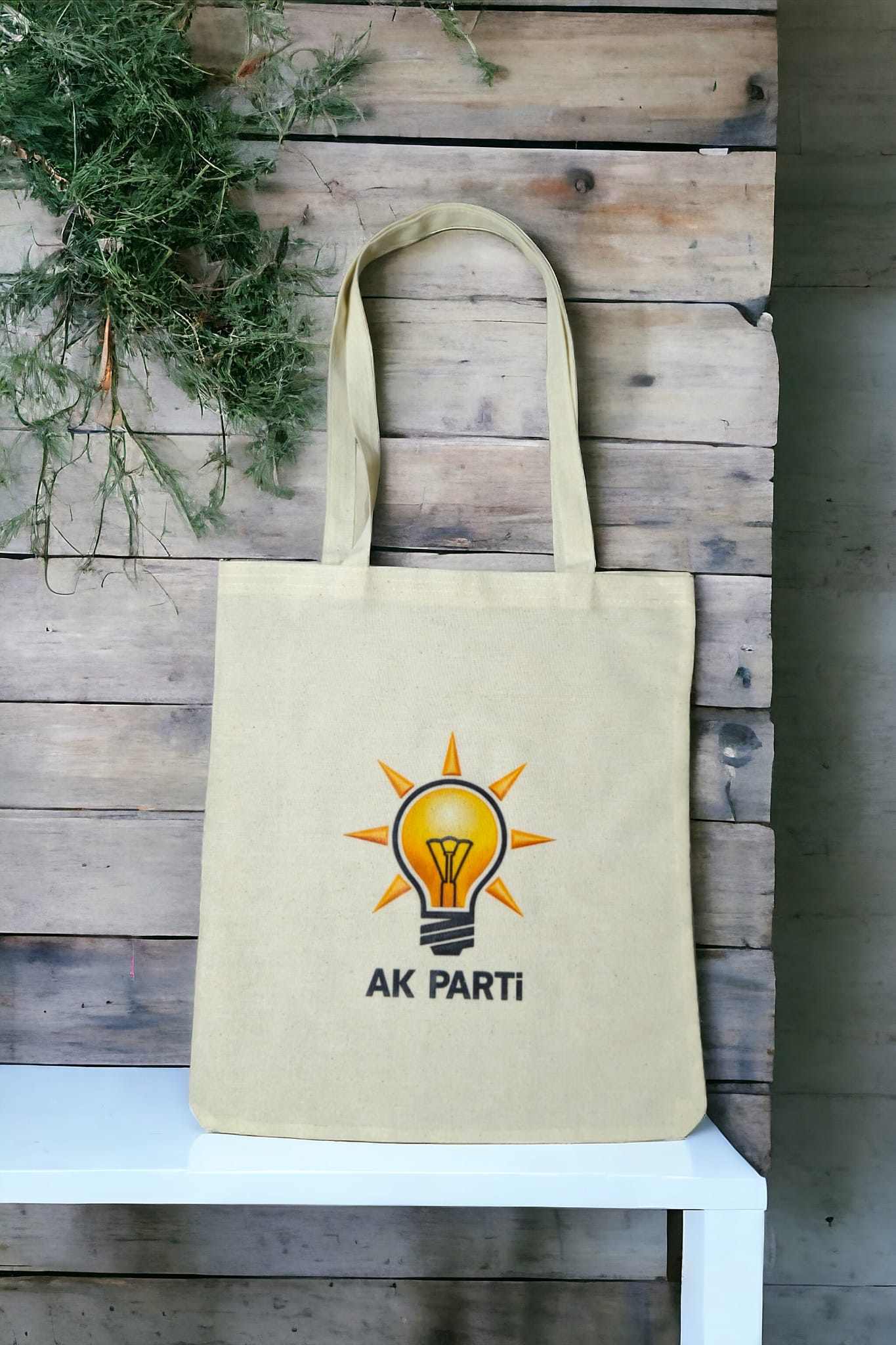 Parti Logo Baskılı Ham Bez Çanta 35x40