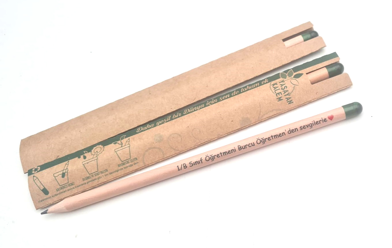 50 Adet Eco Kısa Kapsüllü Tohumlu Kurşun kalem Baskılı Kampanya