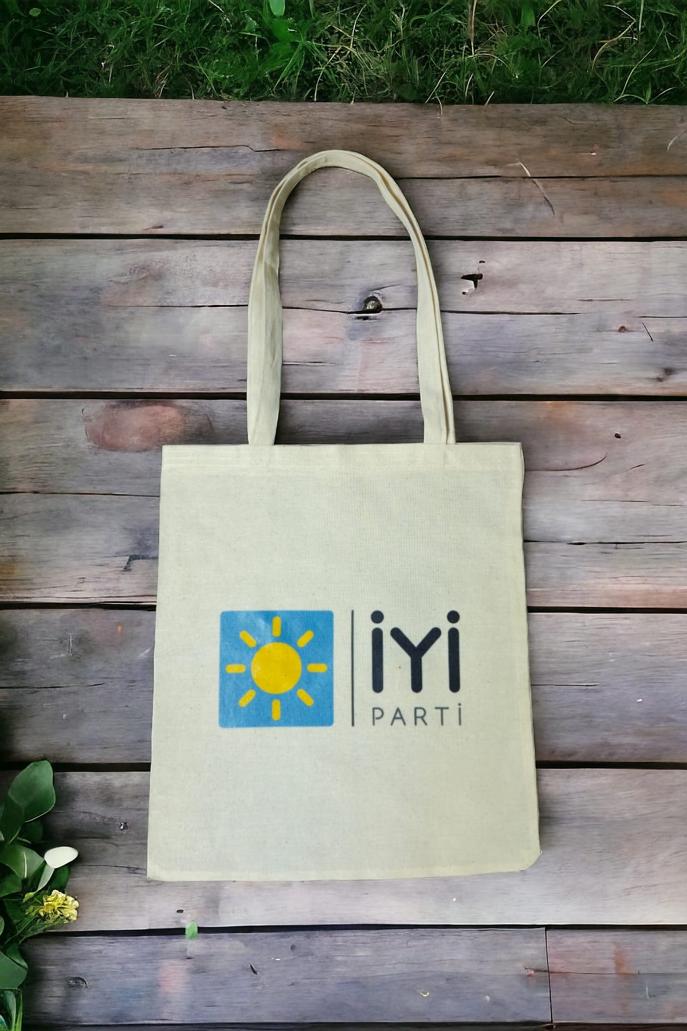 Parti Logo Baskılı Ham Bez Çanta 35x40 Parti Logo Baskılı Ham Bez Çanta 35x40