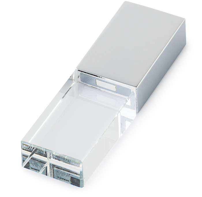 Kişiye Özel Gümüş Renkli Işıklı Metal Usb Bellek 16 GB