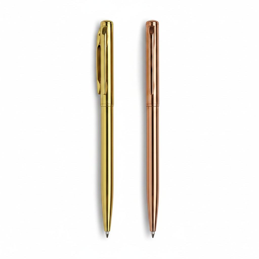 Lüks Metal Tükenmez Kalem - Gold & Rose İmza Kalemi