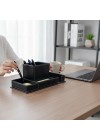 Rubicon Masa Üstü Suni Deri Şık Kalemlik Notluk 4 Bölme ( 27.5 x 10.5 x 10.5 cm )
